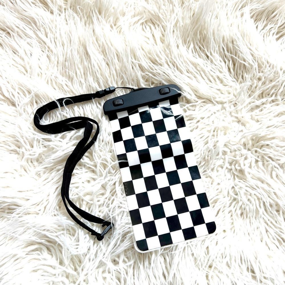 Black and  white check Phone Holder
